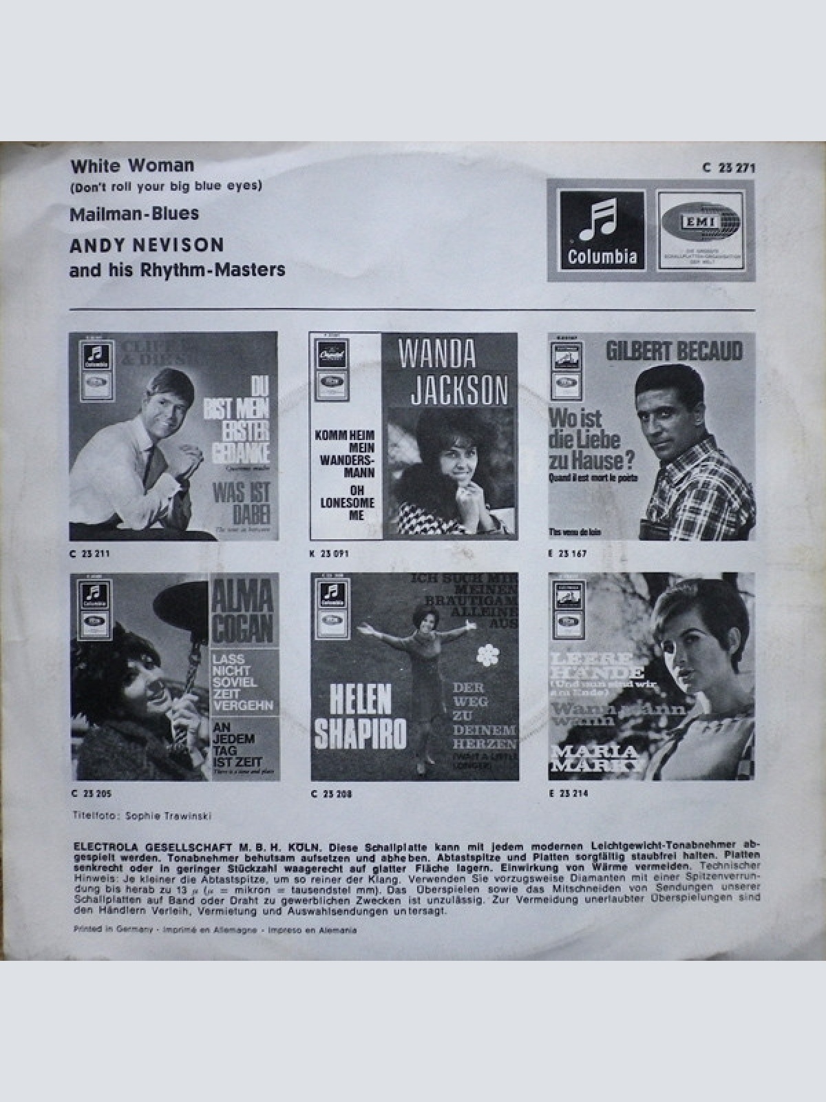 Vinyl / Andy Nevison And His Rhythm-Masters* - White Woman (Don't Roll Your Big Blue Eyes)