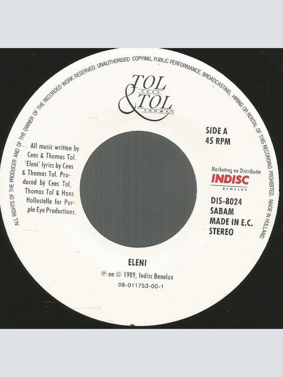 Vinyl / Cees Tol & Thomas Tol* - Eleni