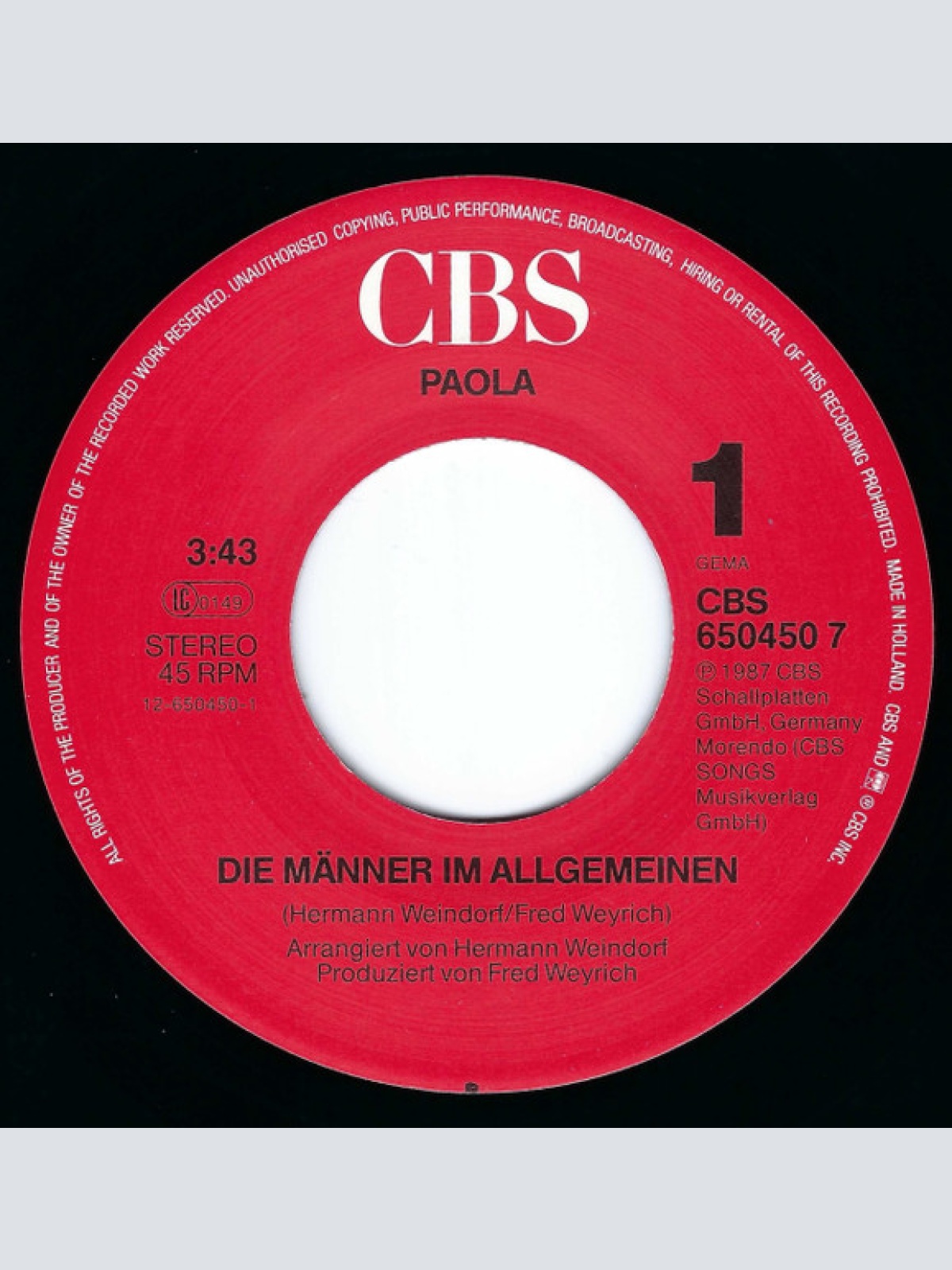 Vinyl / Paola (2) - Die Männer Im Allgemeinen