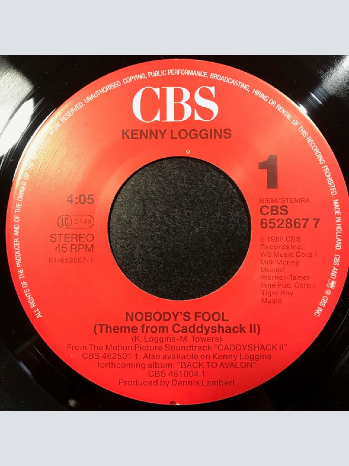 Vinyl / Kenny Loggins - Nobody's Fool (Theme From "Caddyshack II")