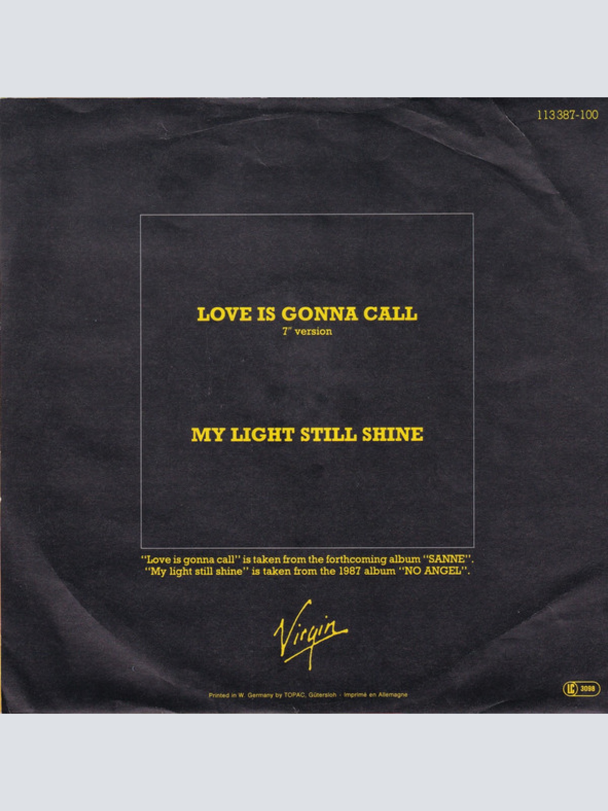 Vinyl / Sanne* - Love Is Gonna Call