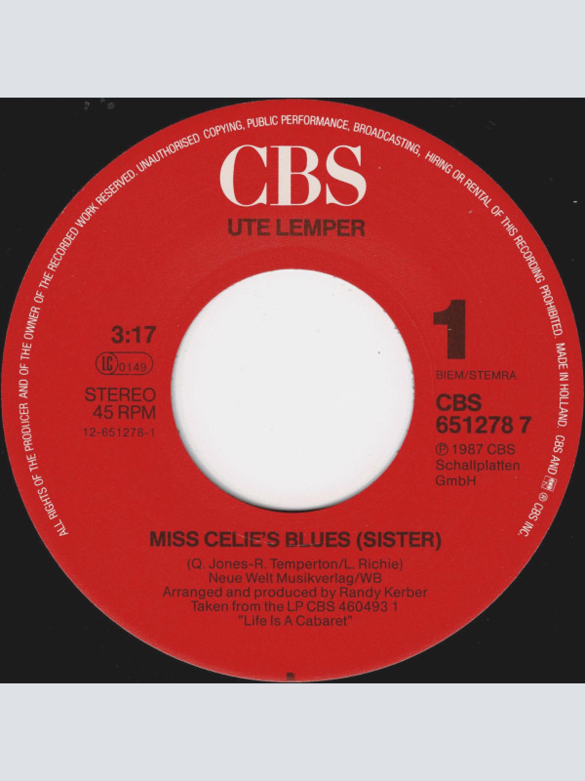 Vinyl / Ute Lemper - Miss Celie's Blues (Sister)