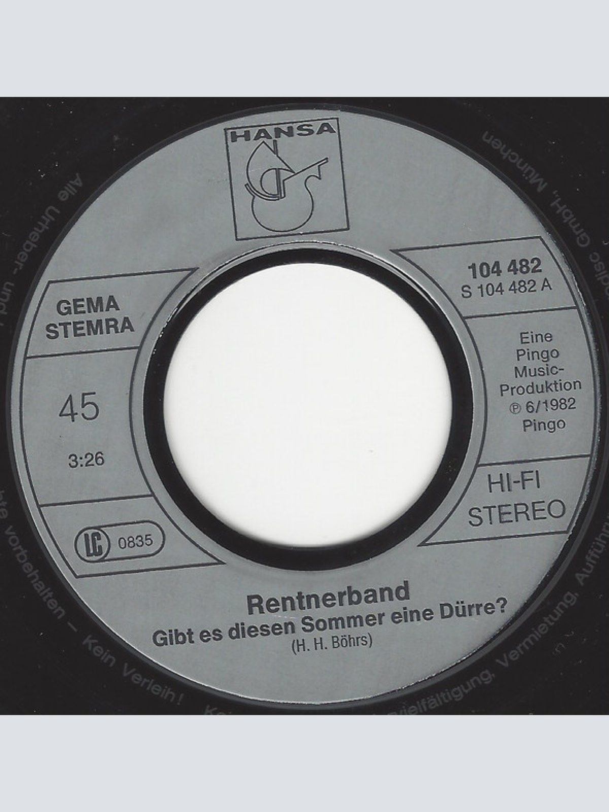 Vinyl / Die Rentnerband* - Gibt Es Diesen Sommer Eine Dürre?