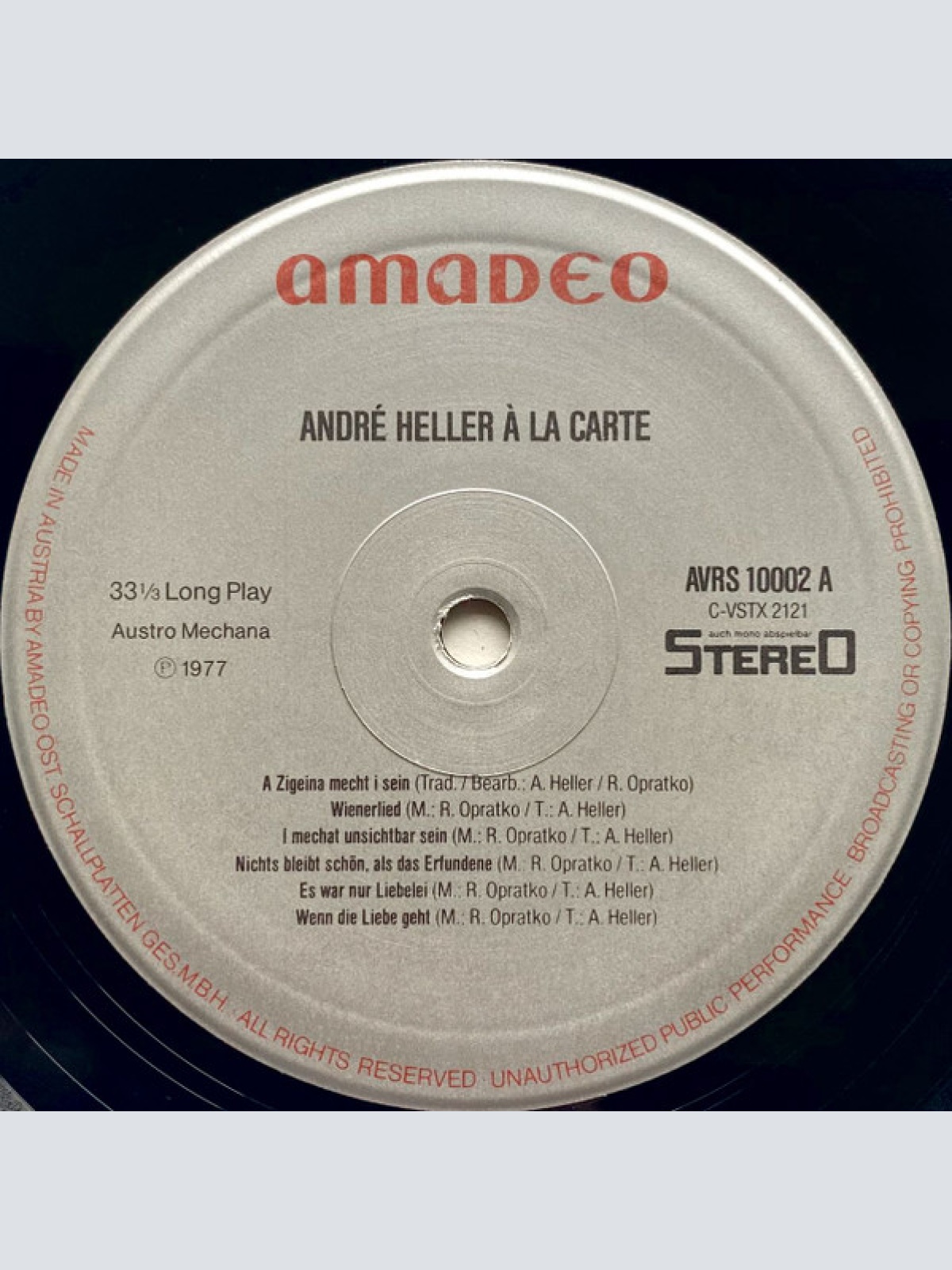 Vinyl / André Heller - A La Carte