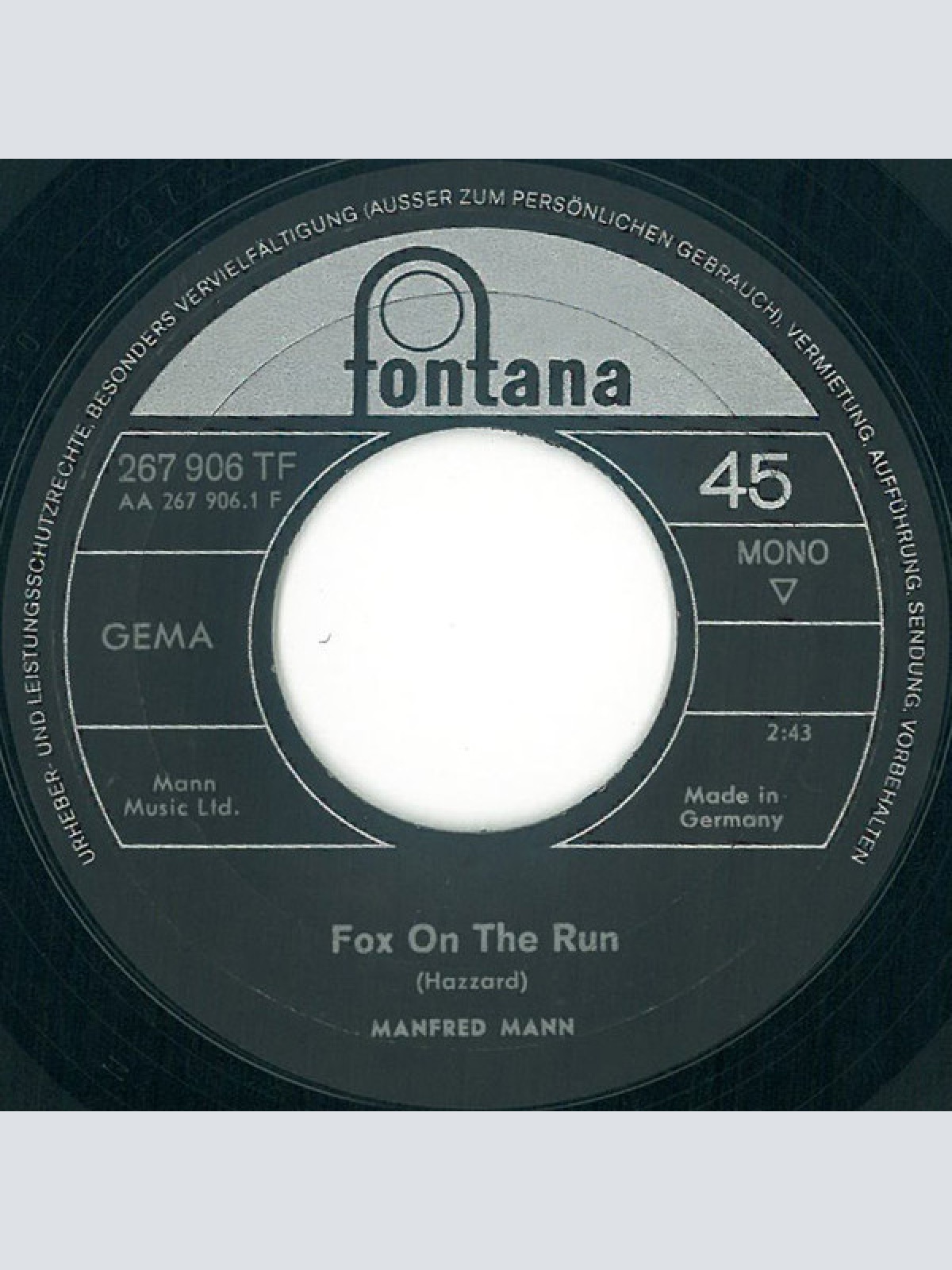 Vinyl / Manfred Mann - Fox On The Run