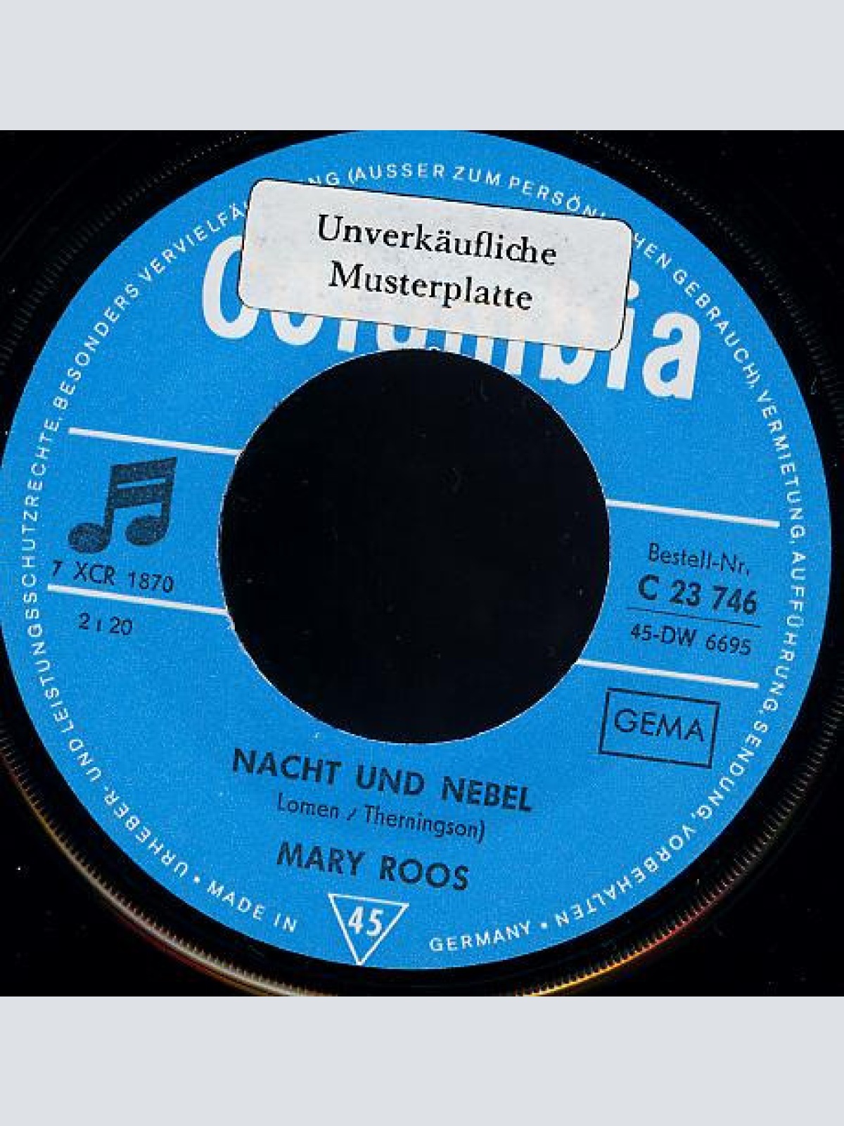 Vinyl / Mary Roos - Liebe / Nacht Und Nebel