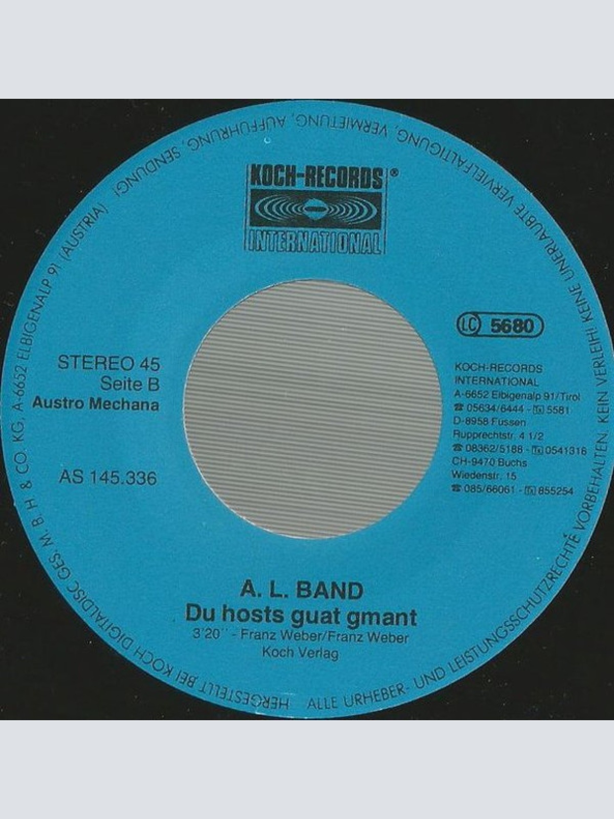 Vinyl / AL Band* - Kumm, Streit Ma Nimmer Mehr