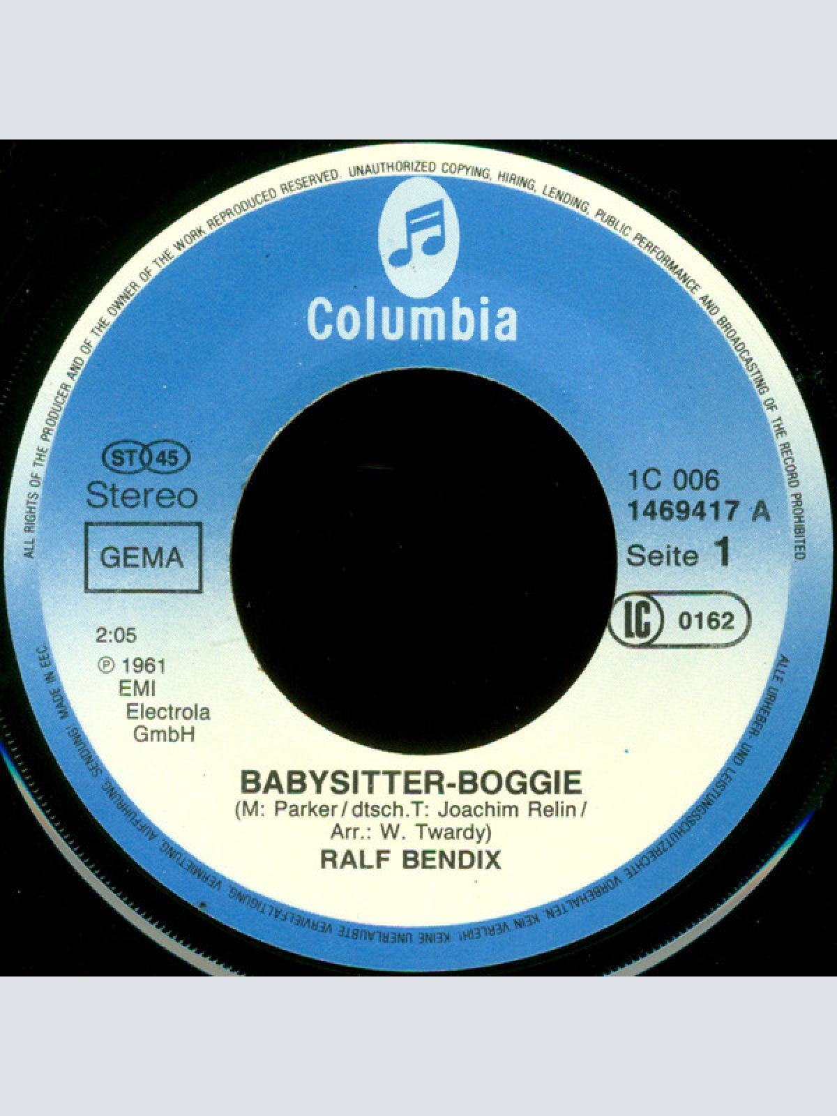 Vinyl / Ralf Bendix - Babysitter-Boogie / Buona Sera