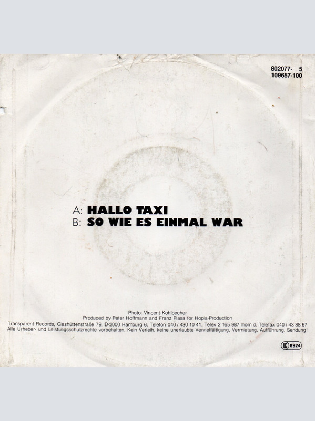 Vinyl / Anja Krenz - Hallo Taxi