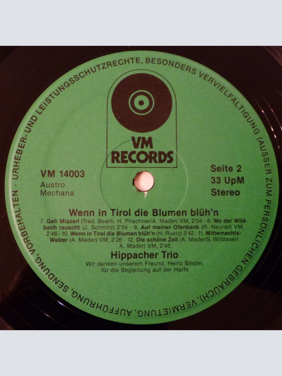 Vinyl / Hippacher Trio - Wenn In Tirol Die Blumen Blüh'n