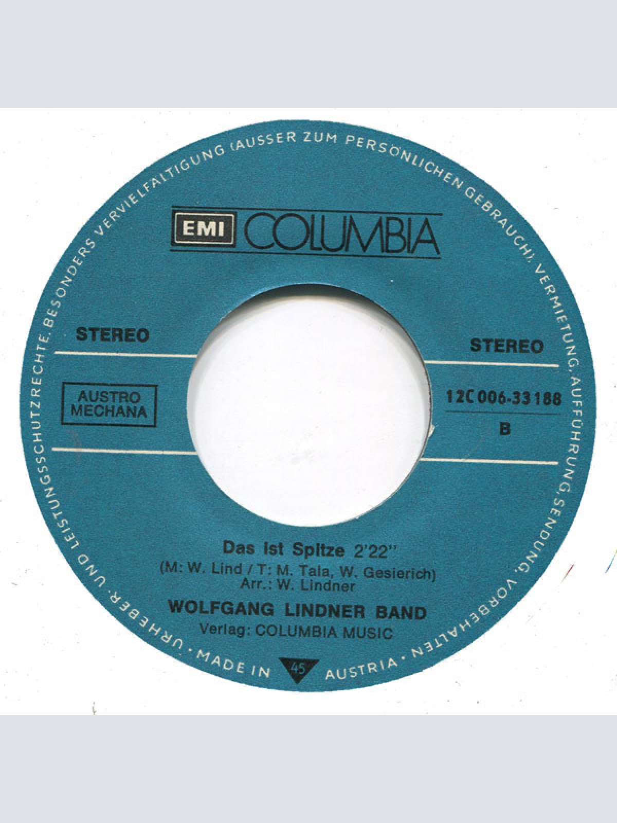 Vinyl / Wolfgang Lindner Band - Aber Dich Gibt's Nur Einmal Für Mich (Es Gibt Millionen Von Sternen)