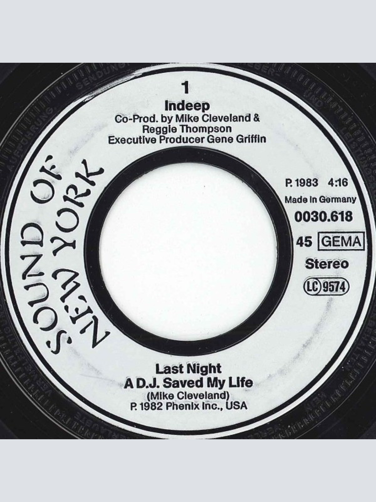 Vinyl / Indeep - Last Night A D.J. Saved My Life