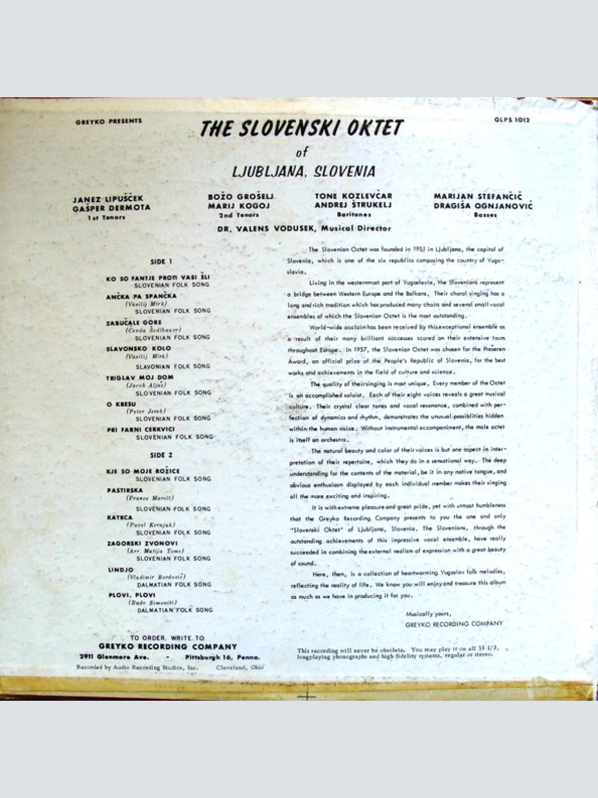 Vinyl / Slovenski Oktet - The Slovenski Oktet