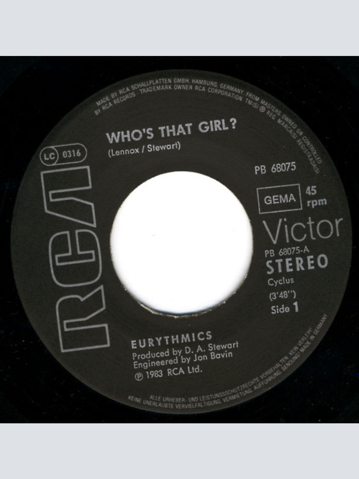 Vinyl / Eurythmics - Who's That Girl?