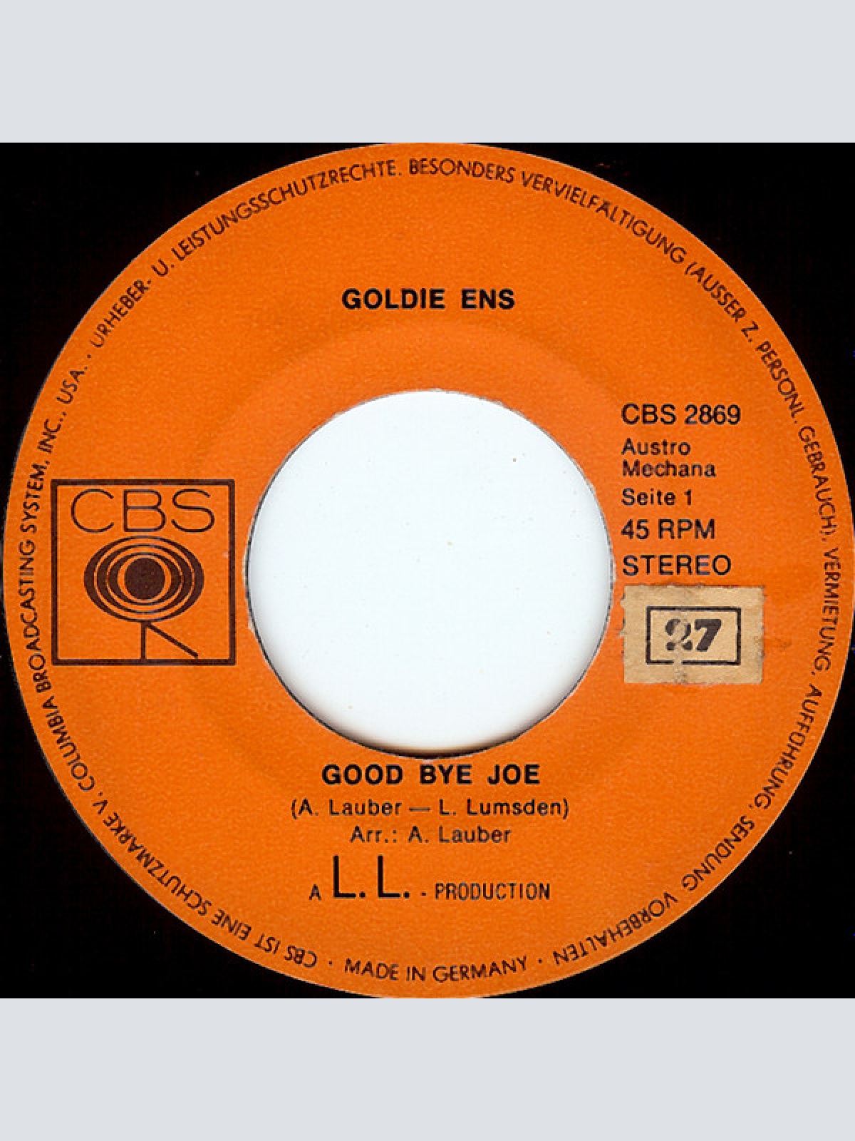 Vinyl / Goldie Ens - Good Bye Joe