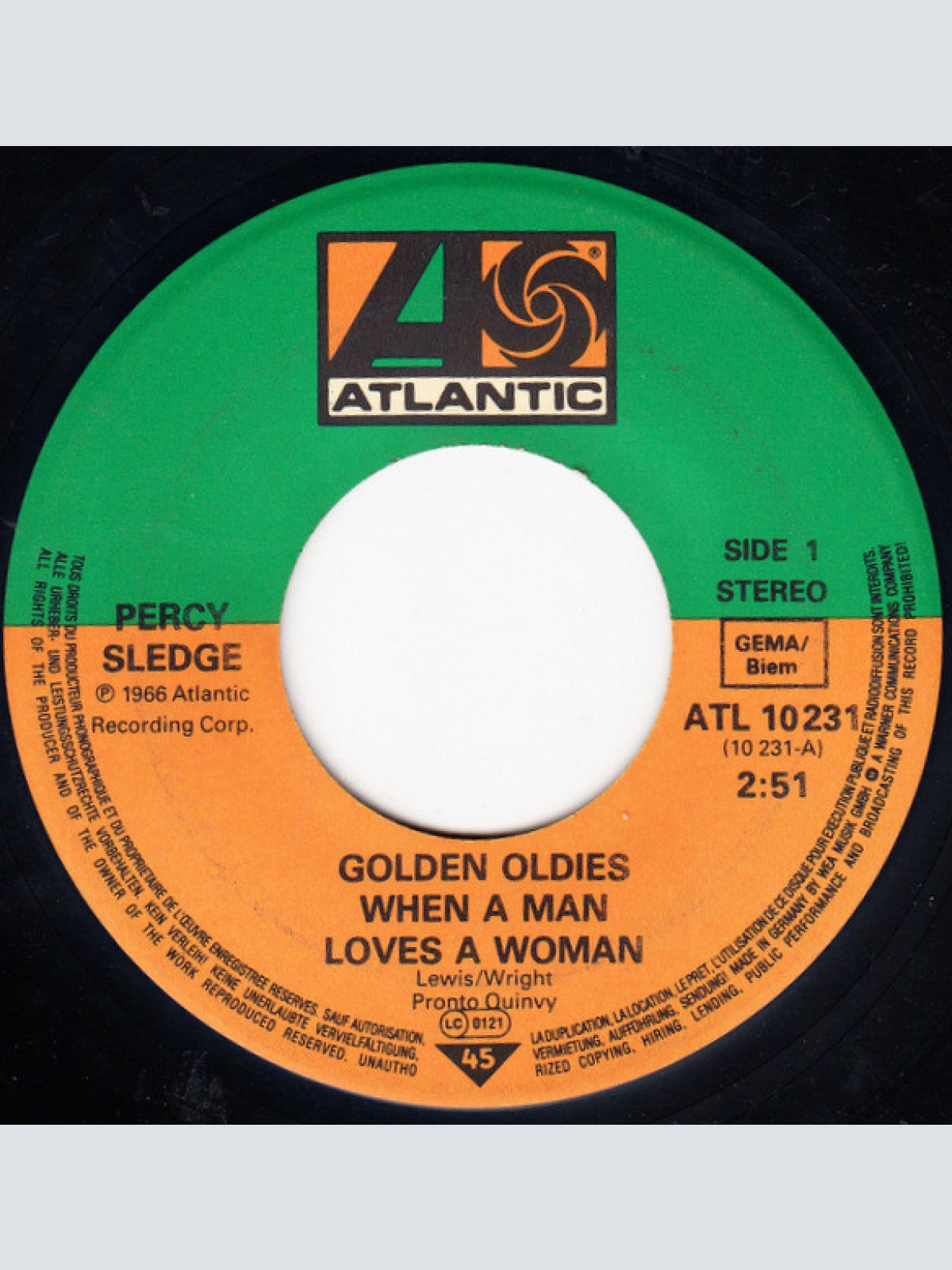 Vinyl / Percy Sledge - When A Man Loves A Woman / My Special Prayer