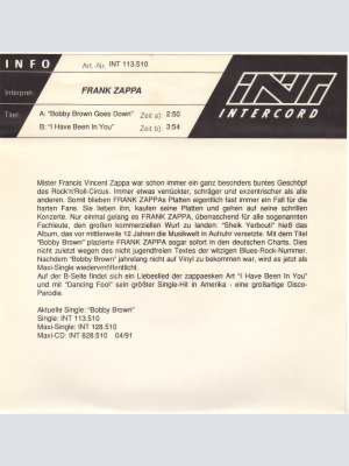 Vinyl / Frank Zappa - Bobby Brown