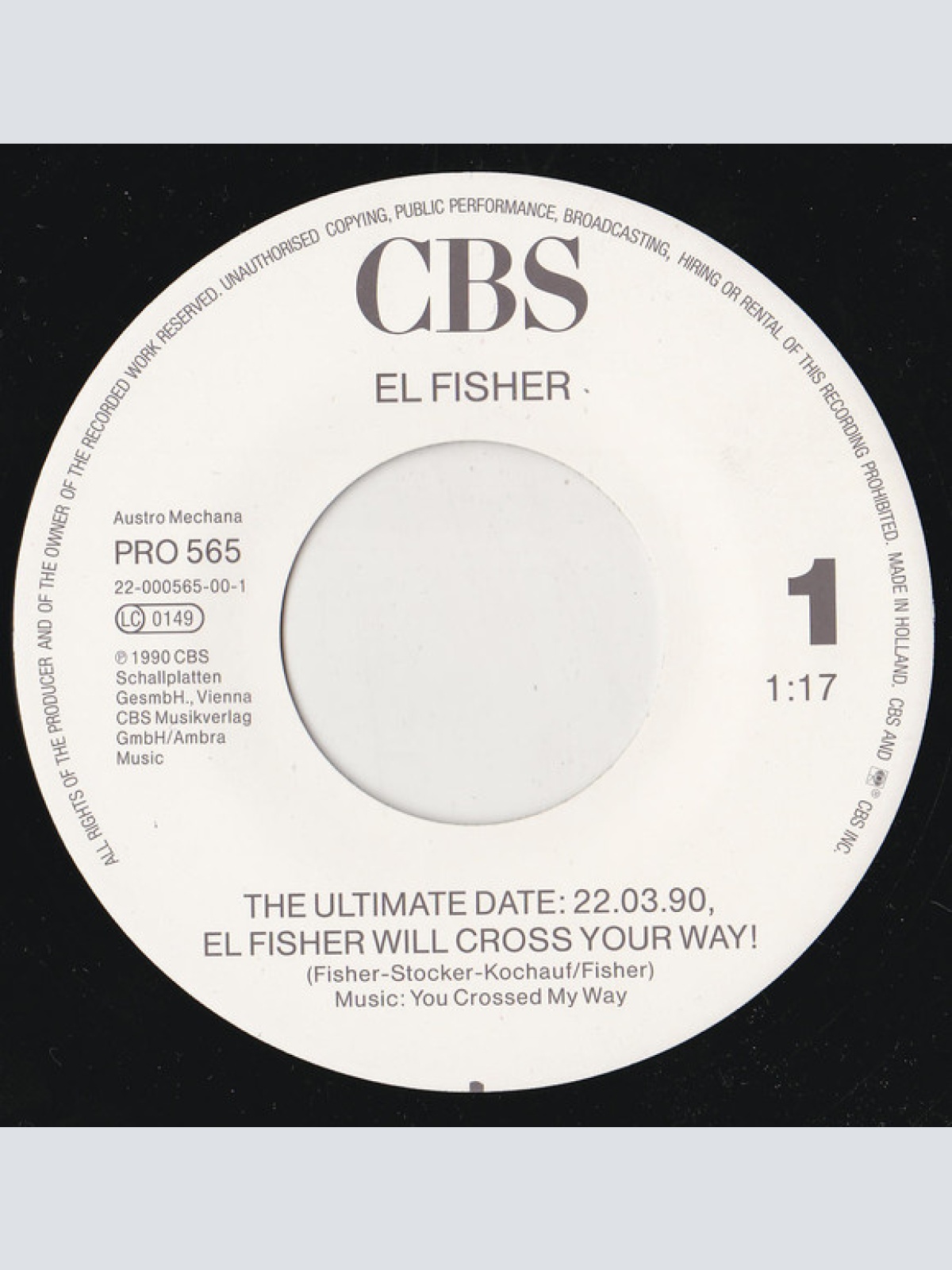 Vinyl / El Fisher - The Ultimate Date: 22.03.90 El Fisher Will Cross Your Way