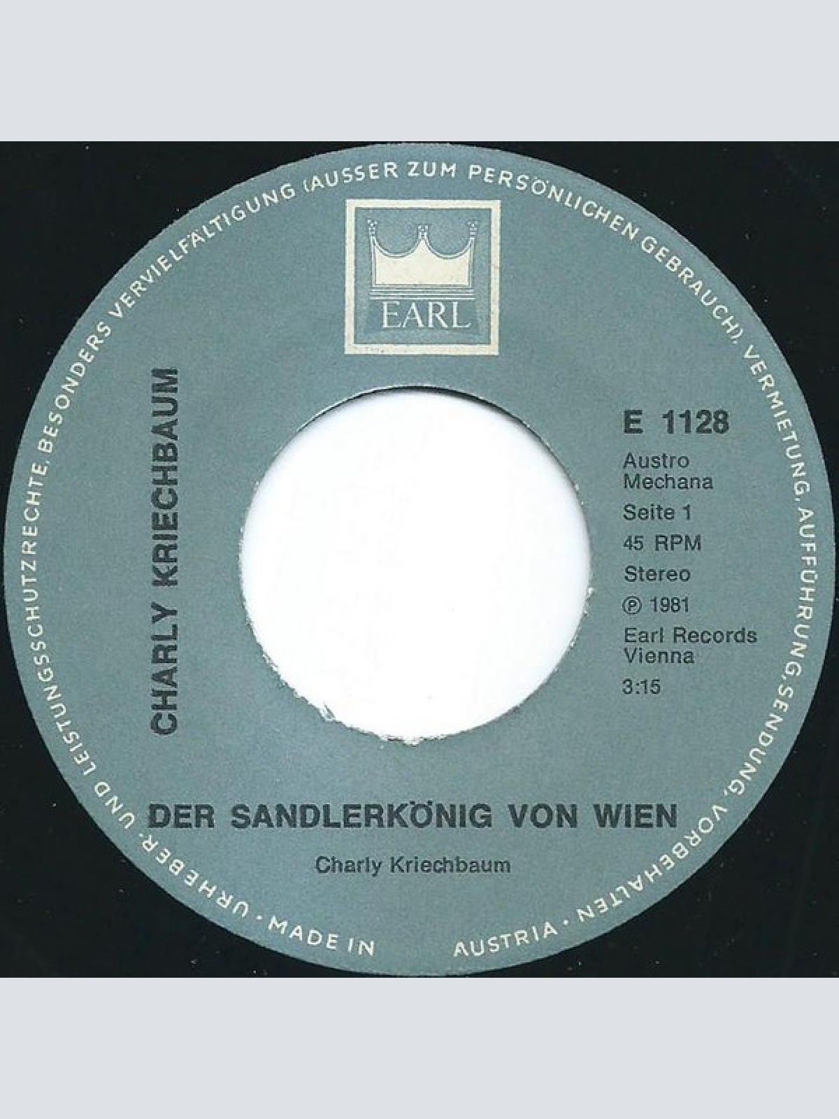 Vinyl / Charly Kriechbaum - Der Sandlerkönig Von Wien