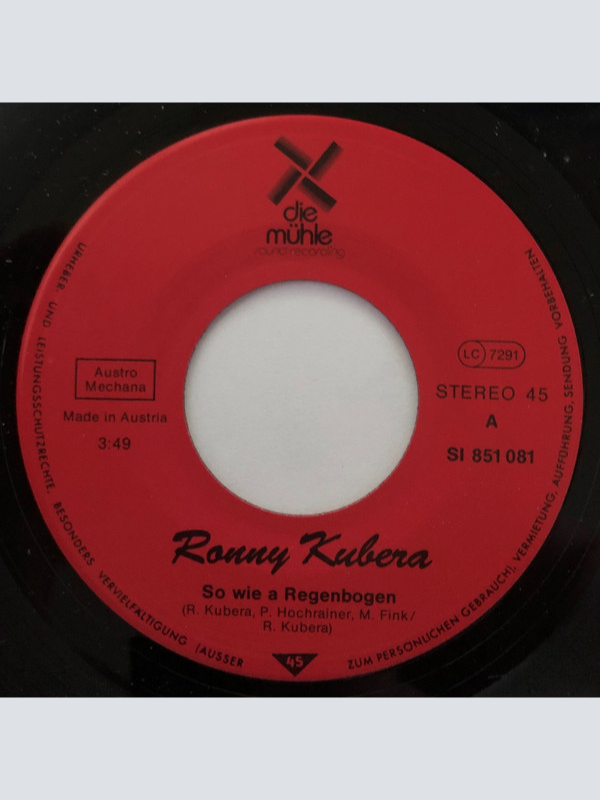 Vinyl / Ronny Kubera - So Wie A Regenbogen