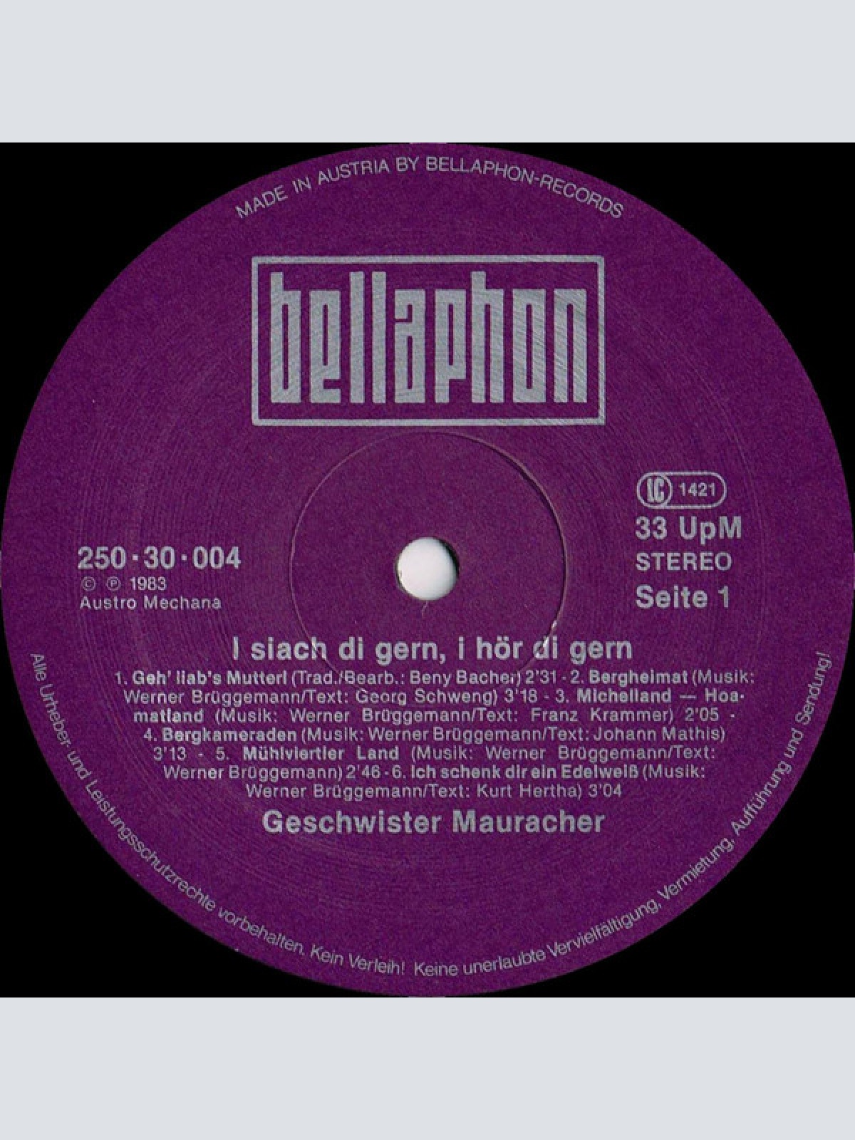 Vinyl / Geschwister Mauracher - I Siach Di Gern, I Hör Di Gern