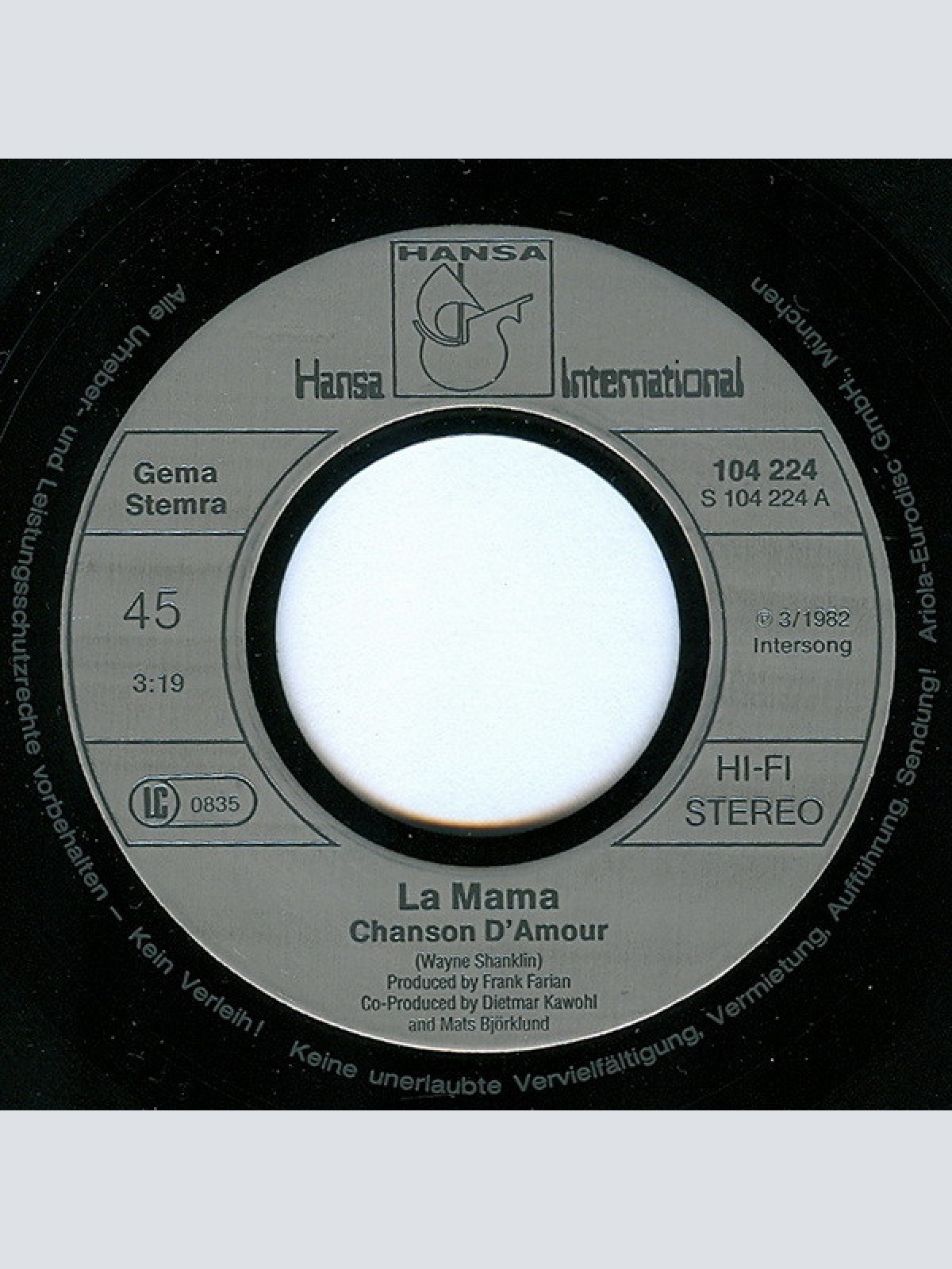 Vinyl / La Mama - Chanson D'Amour