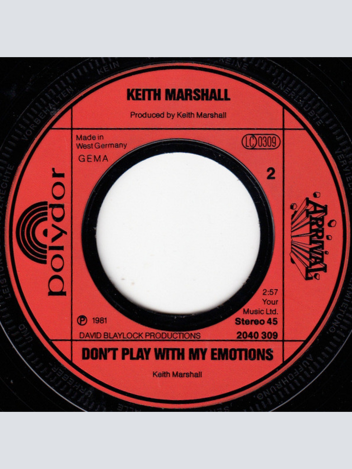 Vinyl / Keith Marshall - Only Crying