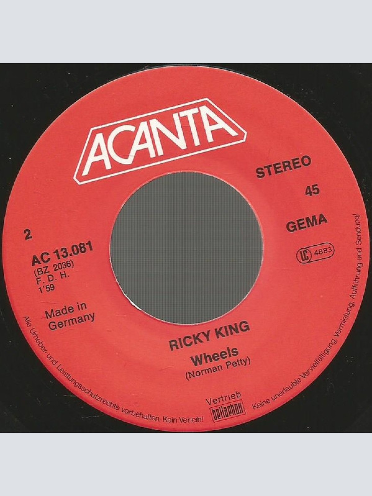 Vinyl / Ricky King - Johnny Guitar / Wheels