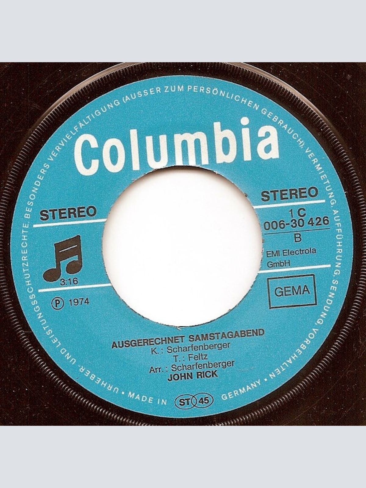 Vinyl / John Rick - Du Bist Das Grösste