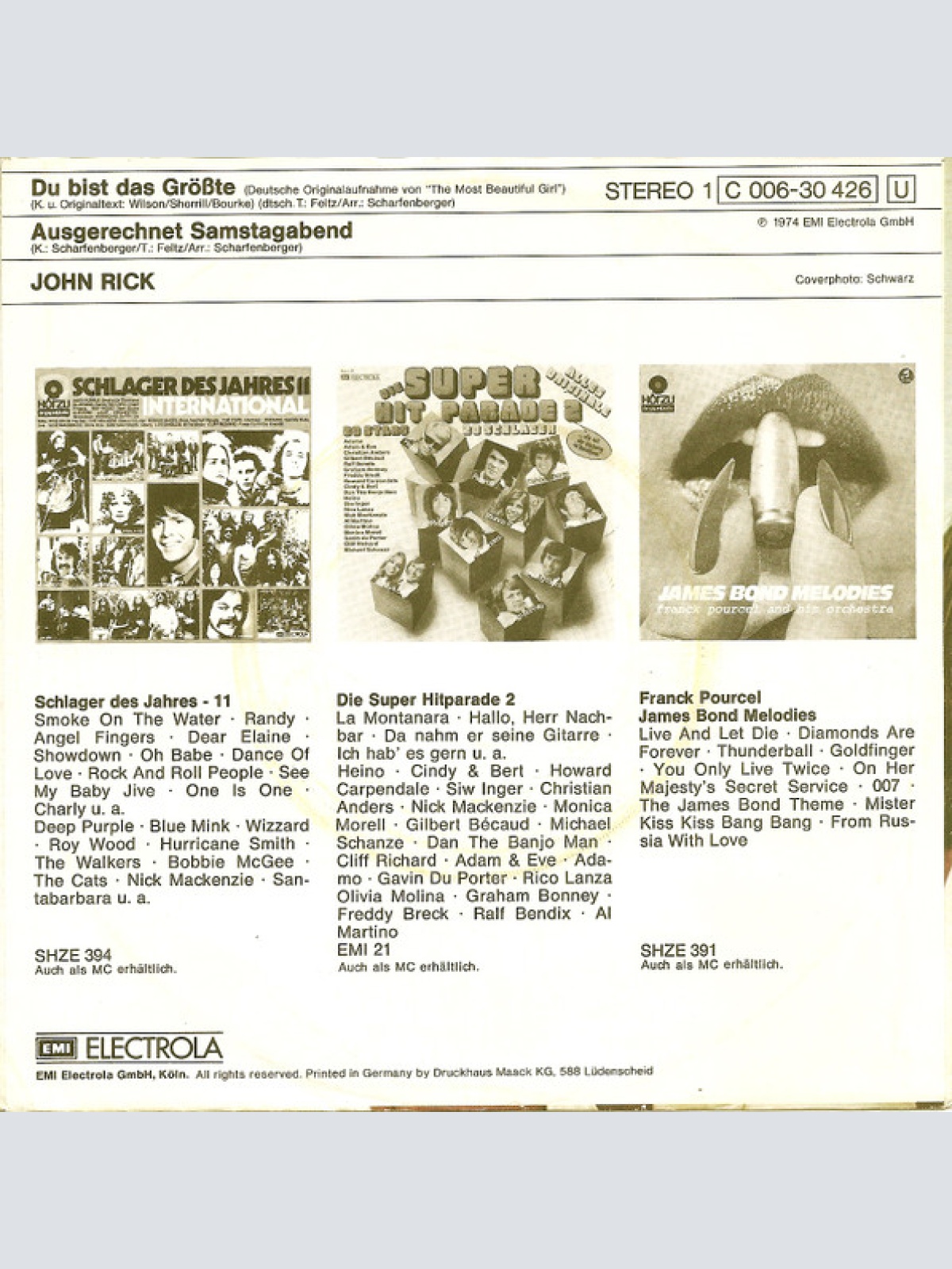 Vinyl / John Rick - Du Bist Das Grösste