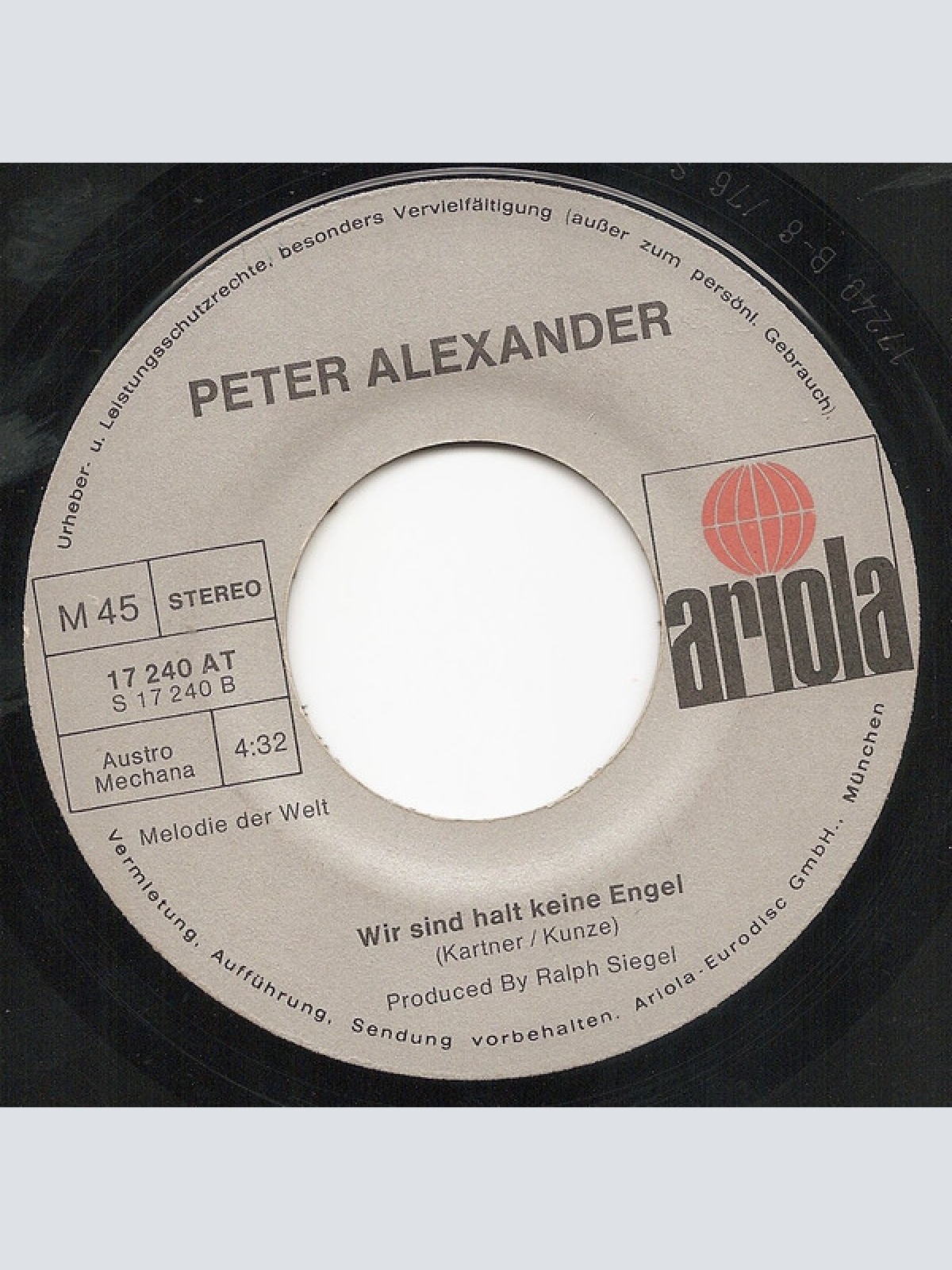 Vinyl / Peter Alexander - Paß Gut Auf Dich Auf, Mein Kind / Wir Sind Halt Keine Engel