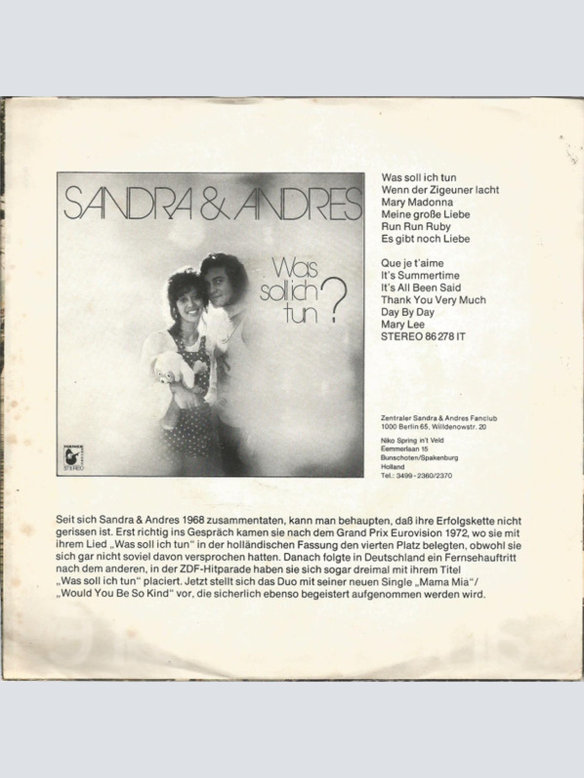 Vinyl / Sandra + Andres* - Mama Mia