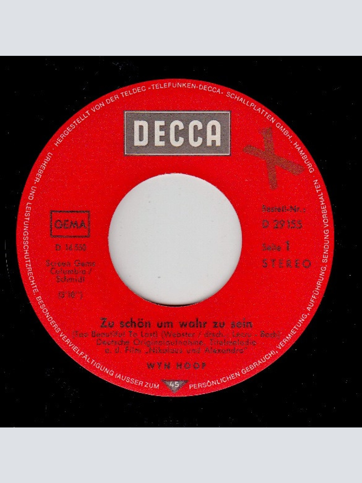 Vinyl / Wyn Hoop - Zu Schön Um Wahr Zu sein