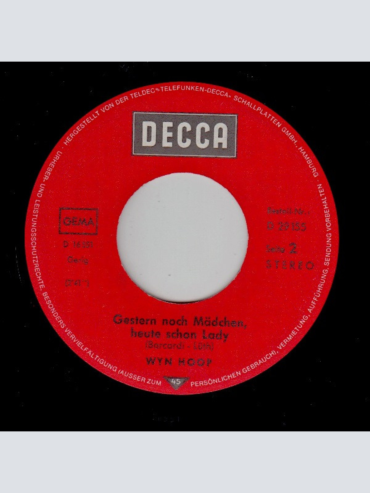 Vinyl / Wyn Hoop - Zu Schön Um Wahr Zu sein