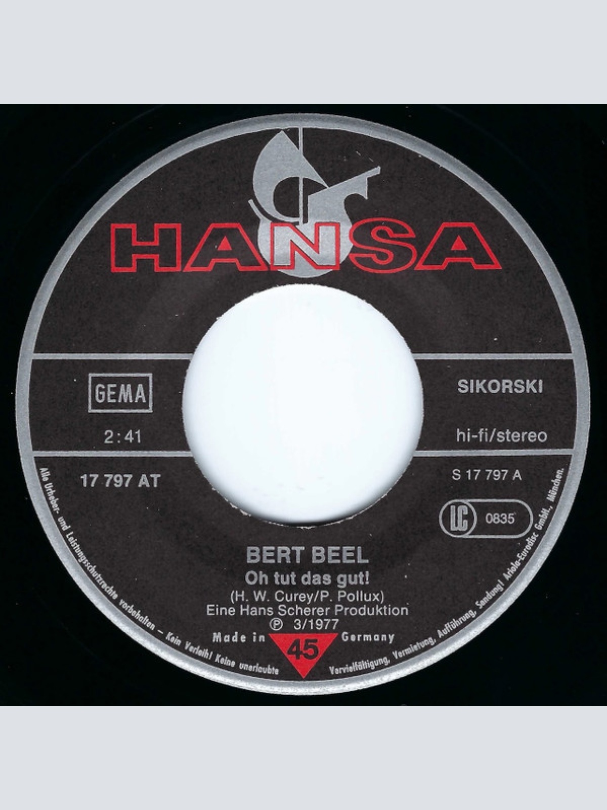 Vinyl / Bert Beel - Oh Tut Das Gut! / Hör Mir Zu