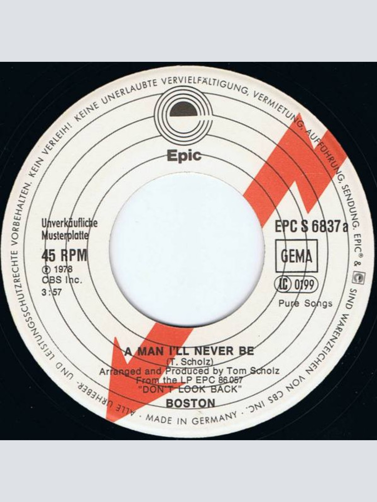 Vinyl / Boston - A Man I'll Never Be