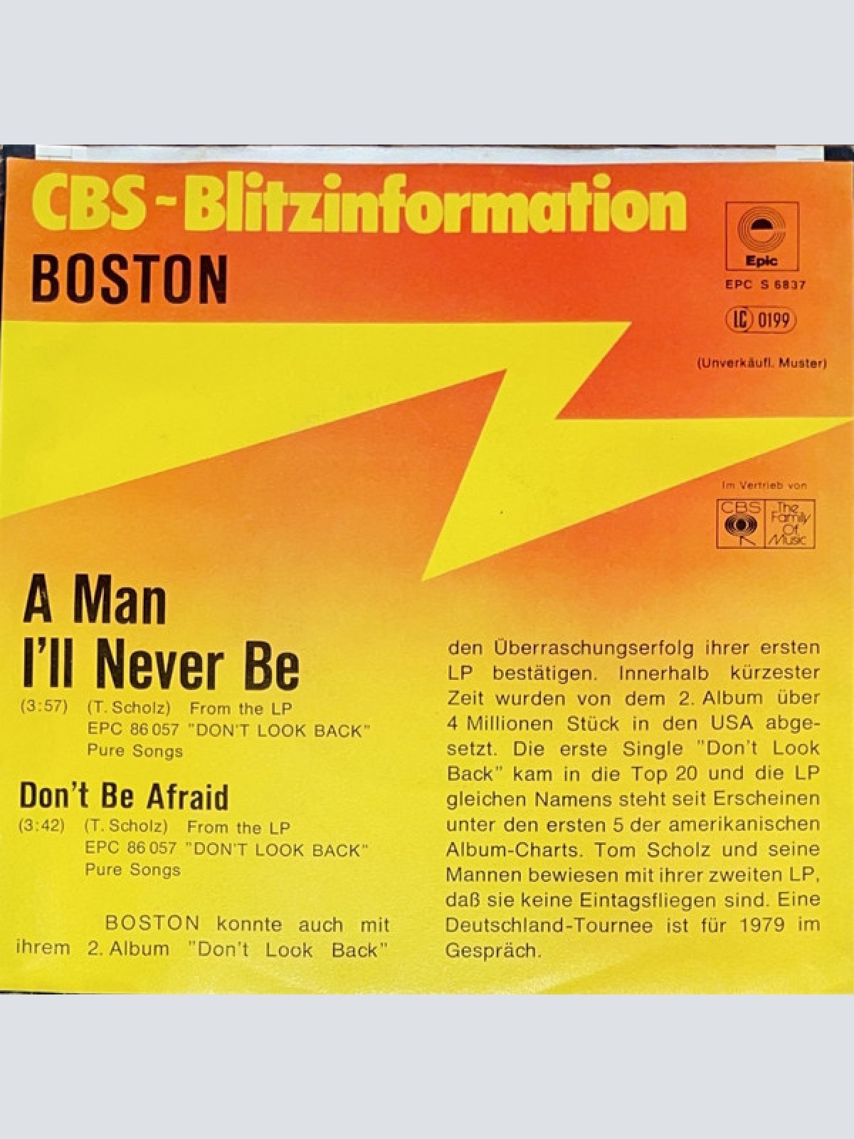 Vinyl / Boston - A Man I'll Never Be