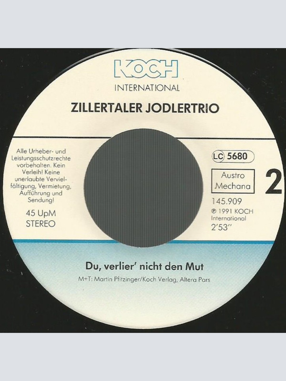 Vinyl / Zillertaler Jodlertrio - Du, Dei Hand Lass I Nimmer Aus
