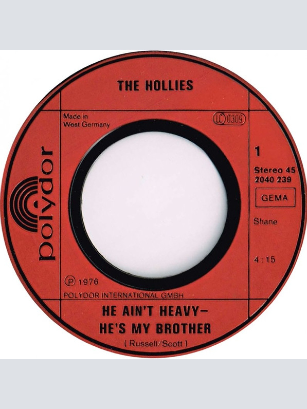 Vinyl / The Hollies - He Ain't Heavy - He's My Brother