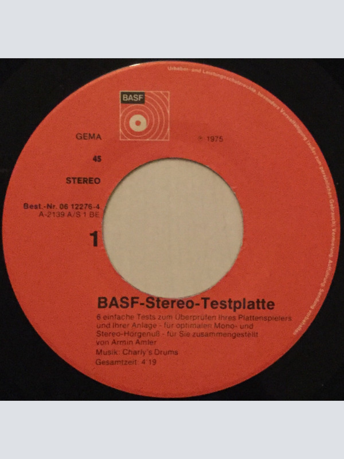 Vinyl / Charly's Drums - BASF-Stereo-Testplatte Zum Überprüfen Ihrer HiFi Anlage