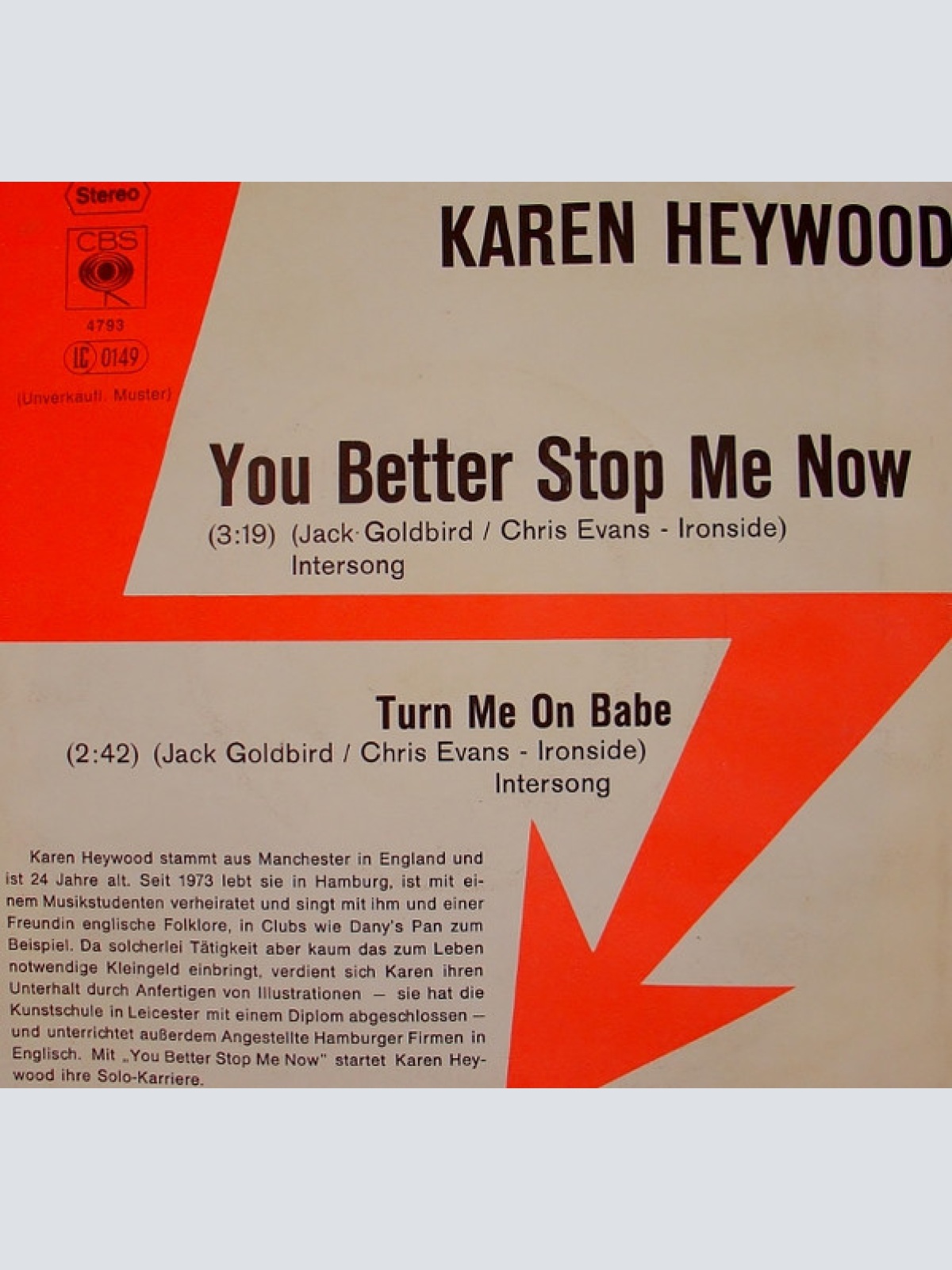 Vinyl / Karen Heywood - You Better Stop Me Now