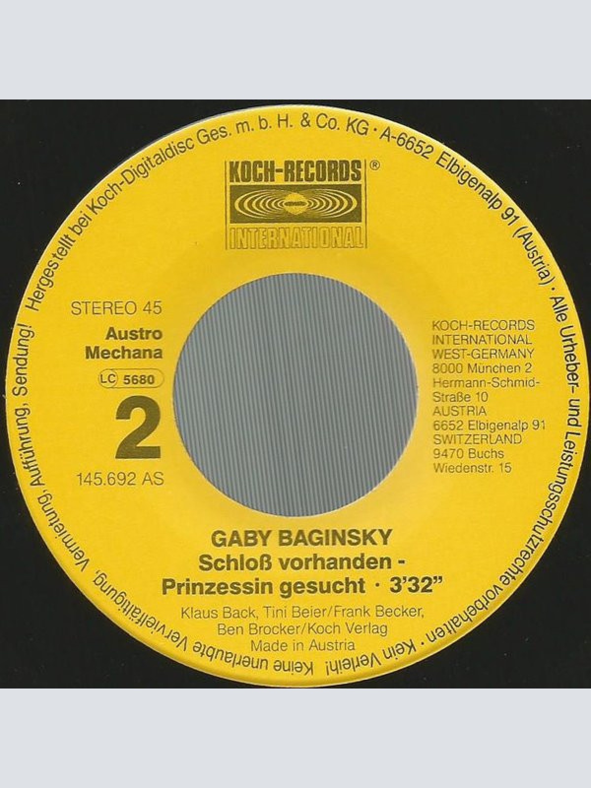 Vinyl / Gaby Baginsky - Ruf Mich An
