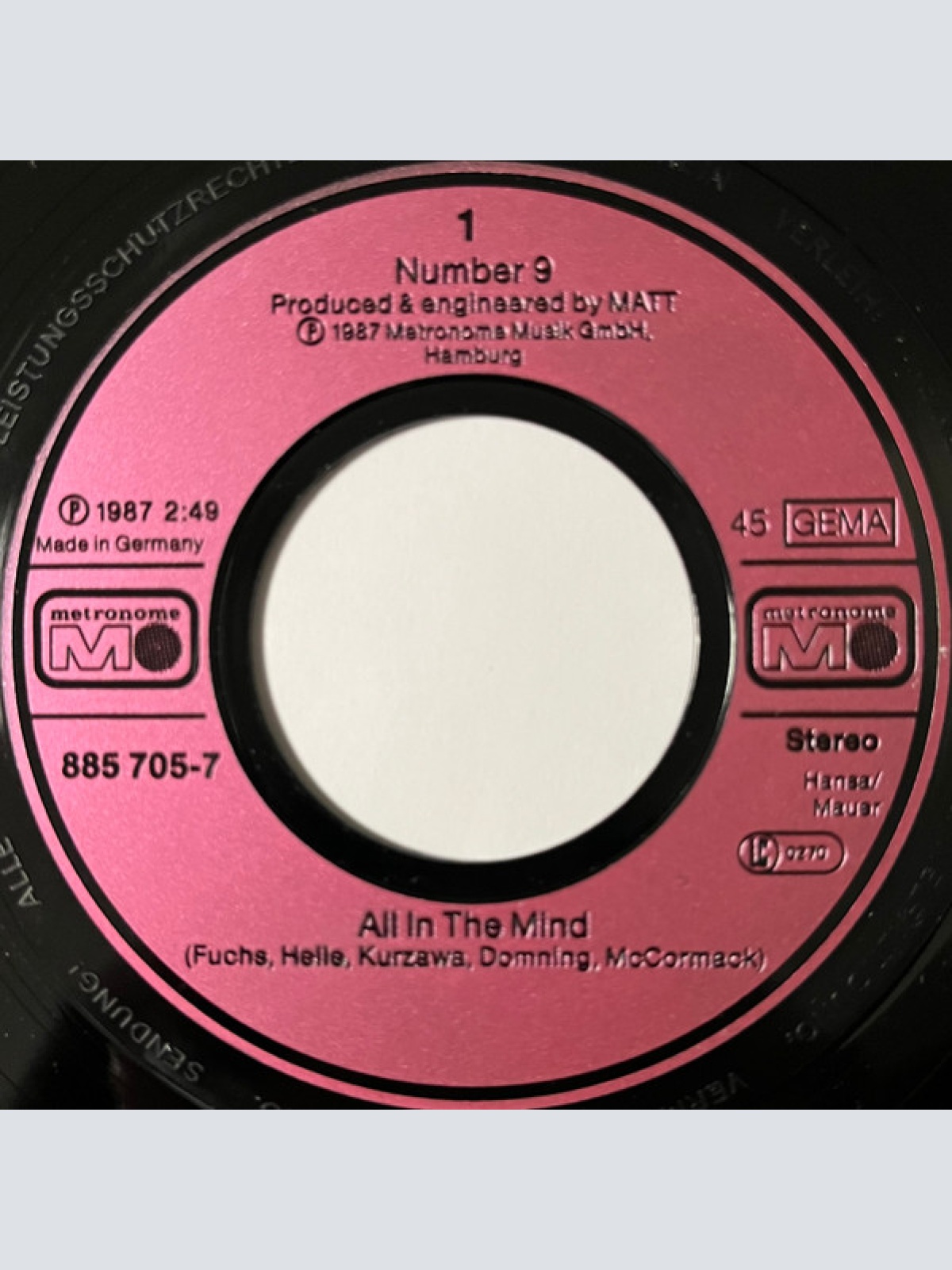 Vinyl / Number Nine* - All In The Mind