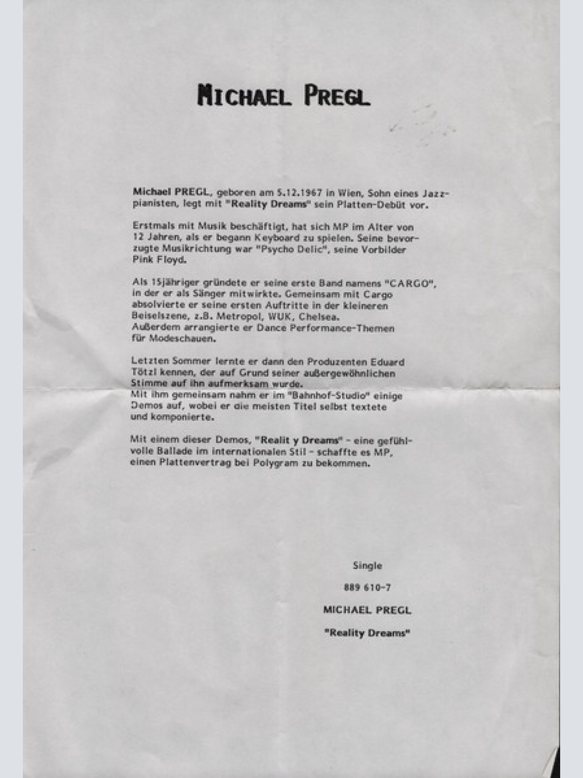 Vinyl / Michael Pregl - Reality Dreams