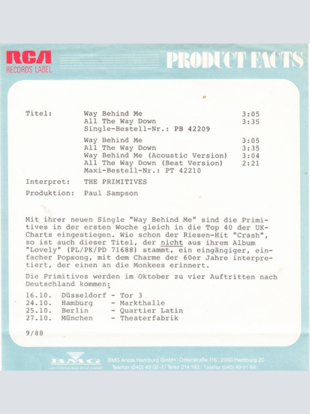 Vinyl / Primitives* - Way Behind Me