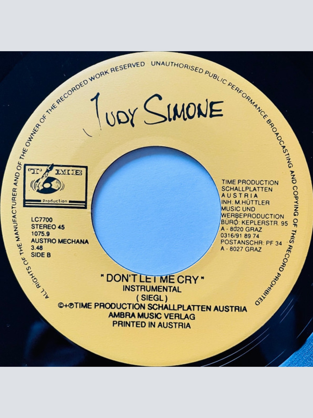 Vinyl / Judy Simone - Don't Let Me Cry