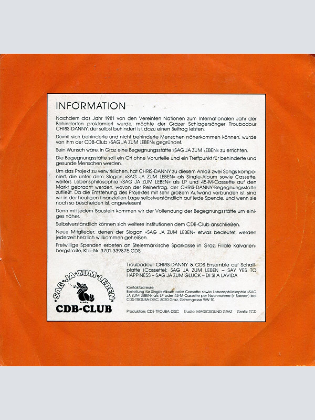 Vinyl / Troubadour Chris-Danny - Mein Freund / Say Yes To Happiness