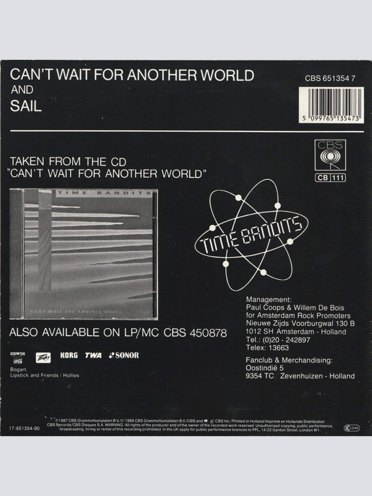 Vinyl / Time Bandits - Can't Wait For Another World