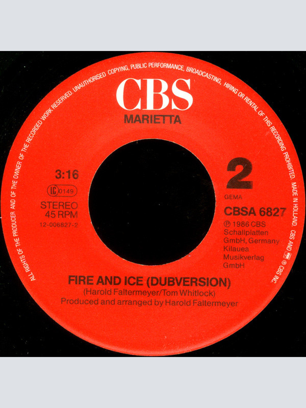 Vinyl / Marietta* - Fire And Ice