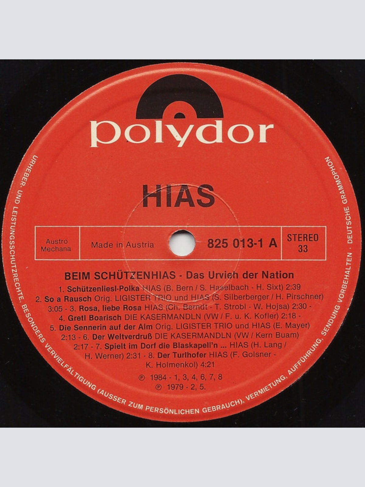 Vinyl / Hias, Die Kasermandln* - Beim Schützenhias - Das Urvieh Der Nation